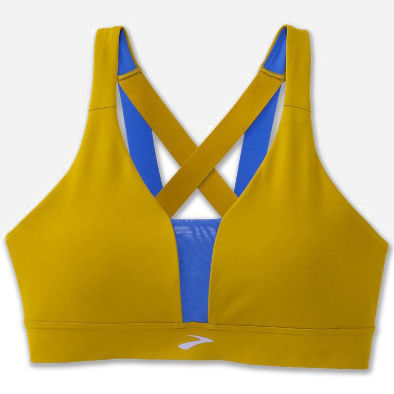 Brooks Drive Plunge Womens Running Bra - Golden Hour/Bluetiful - Philippines (128403RYT)